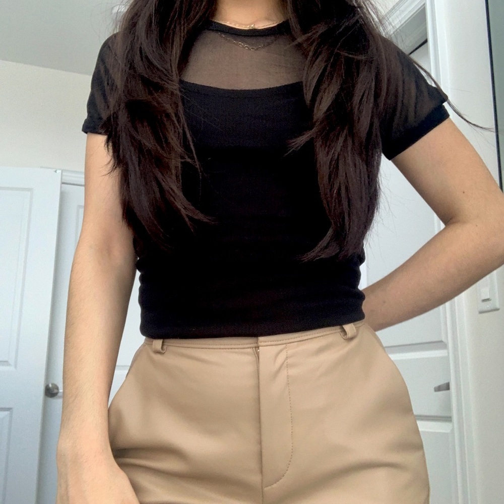 Sheer black short sleeve top
